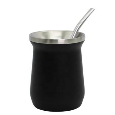 China Viable Stainless Steel Vacuum Yerba Mate Cup ON Wall 180ml & 230ml 18/8 Double 304 Factory Direct With Bombilla Straw for sale