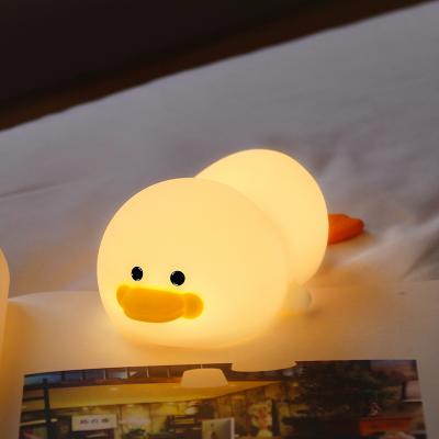 China Eco-friendly Bedside Led Little Yellow Cartoon Toys USB Night Light Silicone Duck Ambient Light for sale