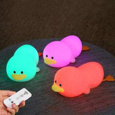 China 2021 Soft Touch Silicone Soft Touch Sensor Animal Bedroom Decorative Duck Night Light For Kids for sale