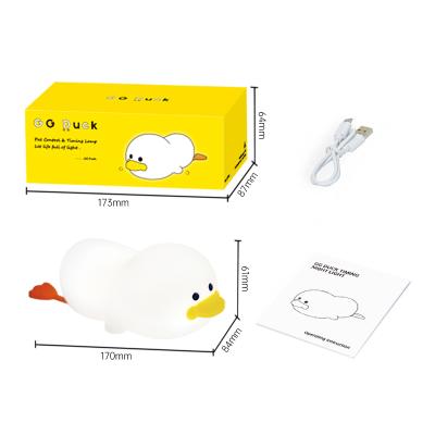 China 2022 Little Kids LED Duck Penguin Animal Mini Baby Lamp Silicone Gift Changing Light/Music for sale