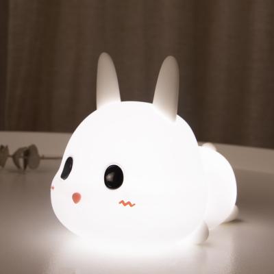 China 2020 Newest Hot Eco-friendly Kid's Room Cute Soft Silicon Rabbit Night Light Lamp for sale