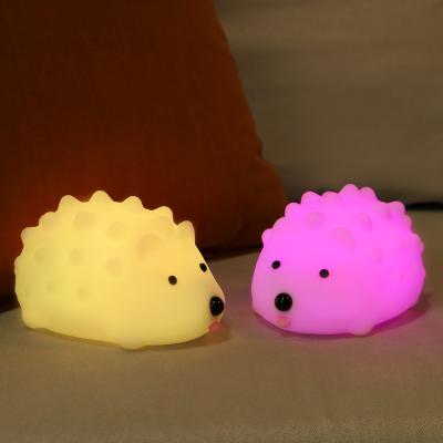 China Eco-friendly Creative Touch Sensor USB Rechargeable Gift Table Lamp Kids Bedroom LED Control Portable Hedgehog Night Light for sale