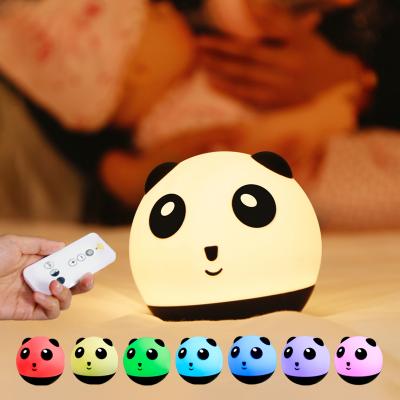 China 2021 Eco-Friendly Baby Home Color Cartoon Lamp Decor Kids Gift Changing Light Led Panda Silicone Night Light for sale