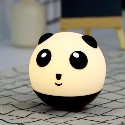 China Birthday Gift USB Silicone Lamp Eco-friendly Cute Filling Animal Color Changing Panda Atmosphere LED Night Light for sale