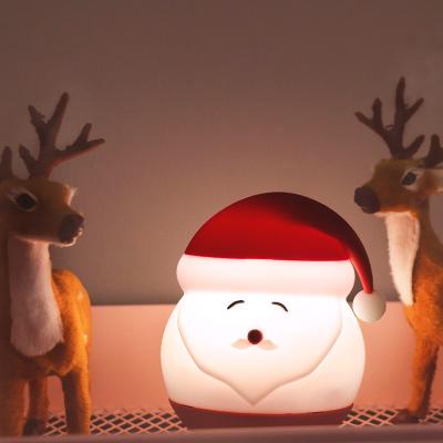 China Dimmable USB Rechargeable Silicone Santa Claus LED Night Lights Eco-Friendly Touch Decoration Holiday Christmas Gift for Kids Baby Children for sale