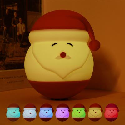 China Eco-friendly Family Bedside Santa Silicone Lamp Baby Kids Night Light For New Year Gift for sale