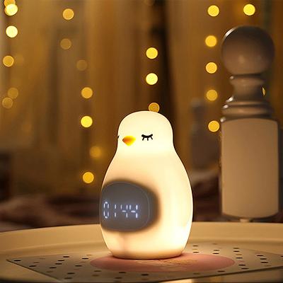 China Factory Wholesale Office Eco-friendly Mini Sunrise Kids Led Night Light Hand Digital Clock Penguin Neon Alarm Clock for sale