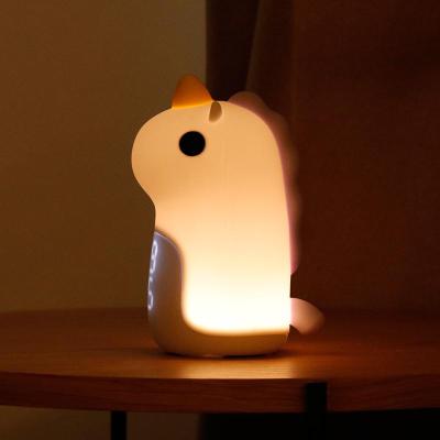 China Cartoon Smart Home Silicone Night Light Sleep Small Prevent Glow Eye Clapping Lamp Toy Unicorn Night Lights For Kids for sale