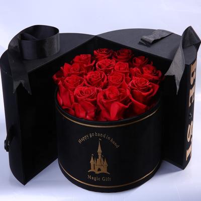 China Vlentines Day 2021 Hot Selling Contact New Real Dried Long Lasting Eternal Stabilized Flower Head Preserved Rose In Box for sale