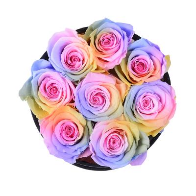 China Real Nature Rose Custom Dining Room Decoration Luxury Suede Velvet Flower Paper Box With Flower for sale