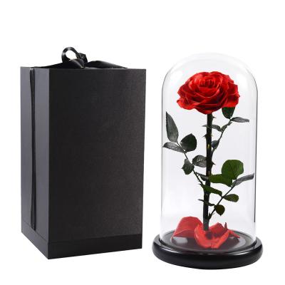 China Crafts Gift UKIQUEEN Factory Wholesale Durable Immortal Flower Glass Dome Preserved Glass Rose for sale