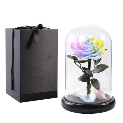 China Crafts Gift UKIQUEEN Factory Wholesale Durable Immortal Flower Preserved Rose In Glass Dome for sale