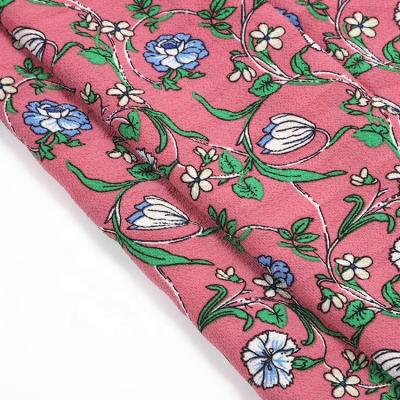 China Memory Fashion Stocked Pop Floral Print Bubble Crepe Poly Woven Fabric With Good Price for sale