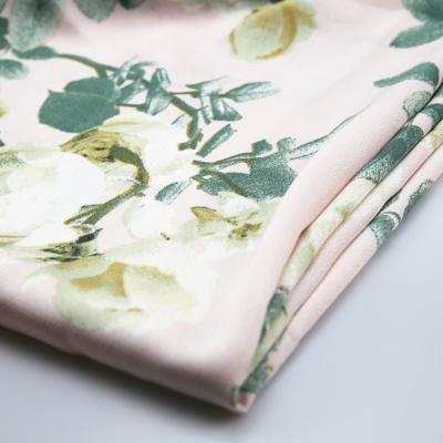 China Plain Pink Ground Floral Print Polyester Taffeta Fabric For Women Dress for sale