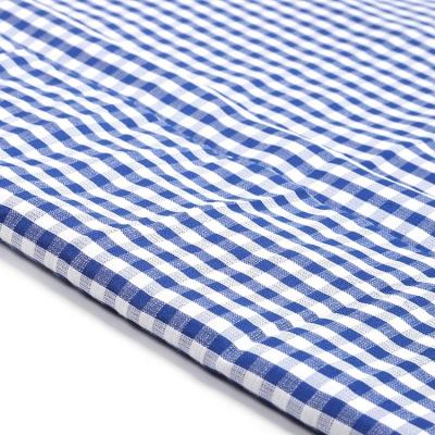 China Wholesale Custom Woven Print Anti-static White Blue Yarn Dyed Plaid Checked Tc Uniform Shirt Fabric for sale