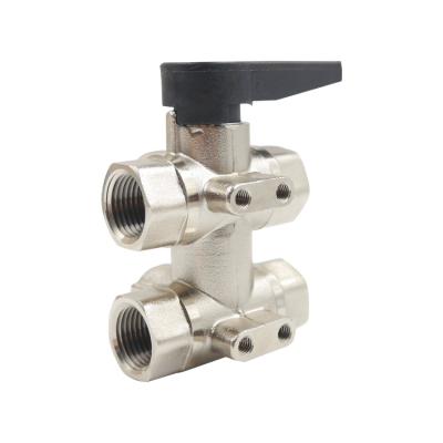 China 2021 New General Manufacturer Double Valve 6 Valve Construction Hardware Custom Left Brass Ball Valve for sale