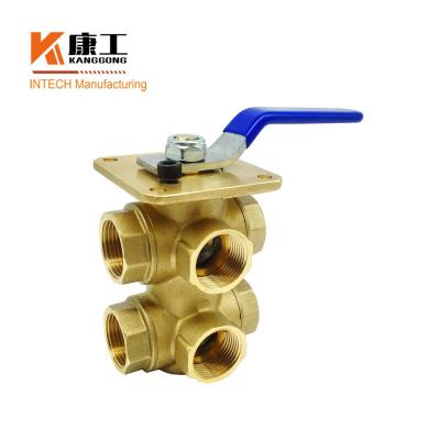 China General 6 Port Brass Double Ball Valve With ISO5211 Mointing Plate for sale