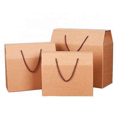 China Recycled Materials Custom Printed Gift Box Luxury Shopping Packaging Recycled Portable Brown Kraft Paper Boxes for sale