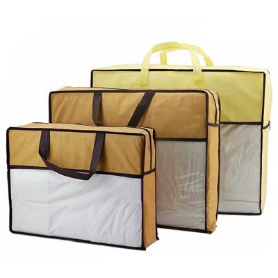 China Recyclable Wholesale Reusable Handled Non Woven Bag Storage Packaging Zipper Folding Non Woven Bag for sale