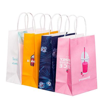 China Custom Recyclable Cheap Takeaway Food Wrapping Paper Bag LOGO Flat Portable Paper Bag for sale