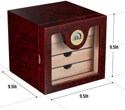 China 4-Layer Cedar Trays Large Capacity Spanish Cedar Lining Handmade Cigar Humidor Rosewood Lacquered Cabinet for sale