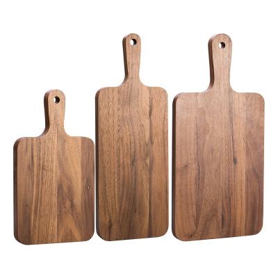 China Viable Handle Meat Cheese Food Fruit Charcuterie Vegetable Kitchen Cutting Black Walnut Custom Wooden Chopping Board Set for sale