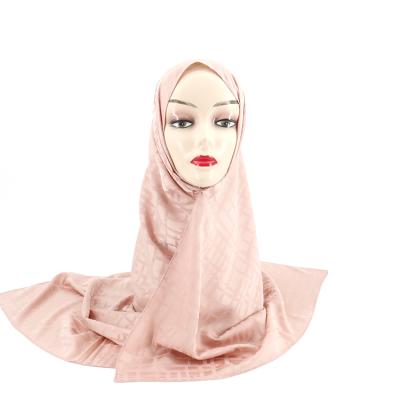 China Wholesale Custom Made Silk Jacquard Satin Shawl Plain Soft Feeling Muslim Hijab Women 180*70cm Fashion Muslim Hijab Scarf for sale