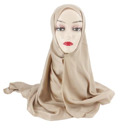 China Wholesale Latest Design Plain Dyed Bubble Eyelash Instant Malaysia Matte Satin Silk Shawl Hijab Scarf Malaysia for sale