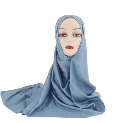 China Wholesale Breathable Satin Plain Georgette Scarf Thick Bubble Heavy Hijab Borong Tudung Muslim Woman Eyelash Shawl for sale