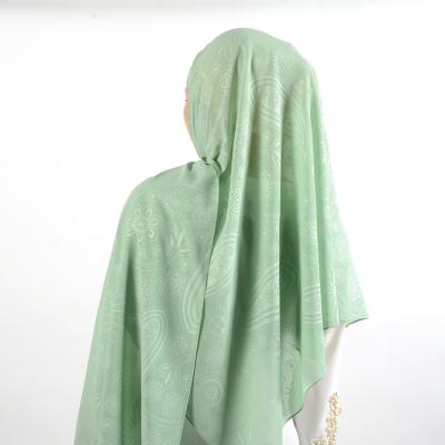 China Fashion Women Soft Smooth Feeling Muslim Chiffon Embossed Hijabs Printed Premium Pearl Chiffon Scarf Shawl for sale