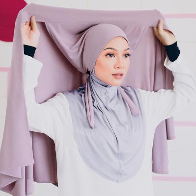 China 2021 New Breathable Hijab Shawl Tie Solid Chiffon Hijabs Fashion Custom Back Design Easy Tie Muslim Women Scarves With Lacing for sale