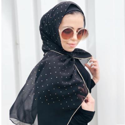 China Long Sell All Kinds Of Chiffon Beaded Heavy Shawl High End Rhinestone Muslim Women Hijab Scarf Wholesale All Kinds for sale