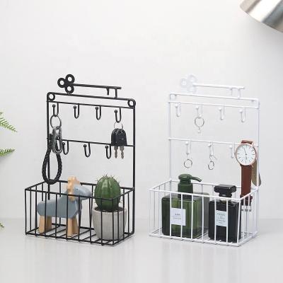 China Biumart New Design Modern Metal Wall Mounted Storage Rack Key Hooks Home Viable Decoration Wall Mounted for sale