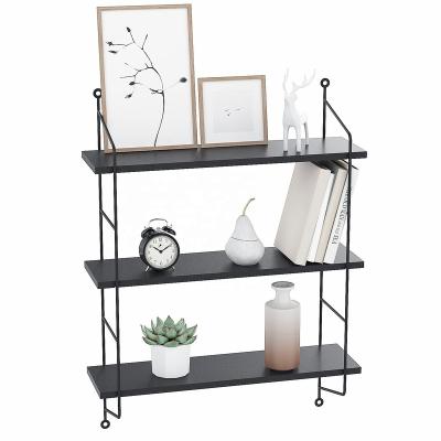 China Biumart Sustainable High Quality Removable Folding Metal Hanging Wooden Decorative Wall Shelf for sale