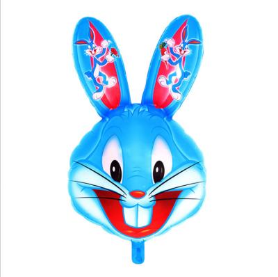 China Toy Inflatable Bunny Foil Balloon Gray Blue Pink Cartoon Rabbit Head Foil Balloon Toy Biumart Kid Easter Bunny Gift for sale