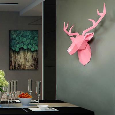 China Biumart Modern Hot Selling Modern Hanging Decoration Ornaments Resin Famous Deer Sculpture Main Wall Decoration for sale