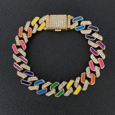 China 12mm Full Diamond Ice Out Cuban Bangles Hip-Hop Street Fashion Trend Hip-Hop Punk Bracelets for sale