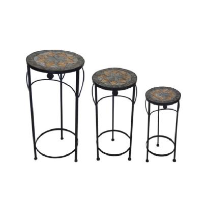 China Modern Indoor Wrought Iron Flower Stand Folding 3 Tier Metal Plant Stand for sale