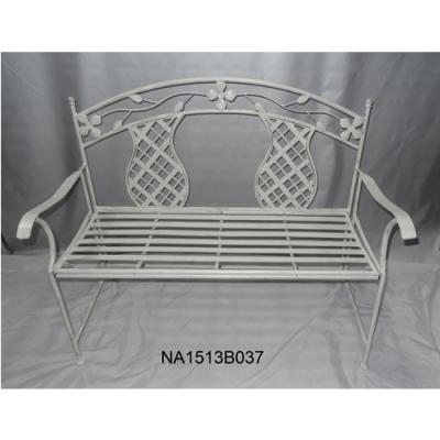 China White And Gray Patio Seats Bench Two Garden Metal Garden Chair Chairs for sale