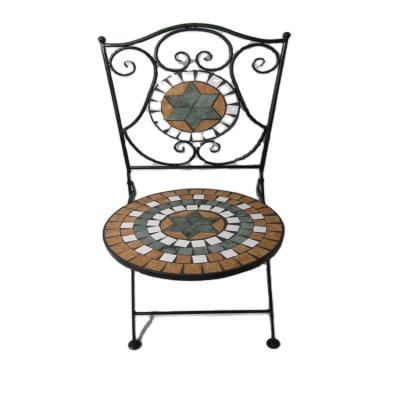 China Modern Recycled Mosaic Metal Chair Garden Furniture Round Chair for sale