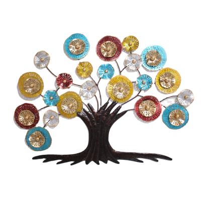 China Bright Colorful Minimalist Newart Iron Metal Tree Wall Art Home Decor for sale