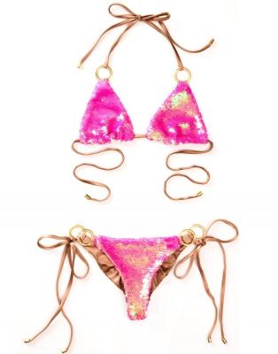 China New Anti-UV Bikini Triangle Bag Pearl Piece Bikini Ladies Swimwear for sale