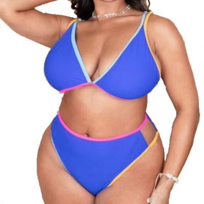 China QUICK DRY Women Contrast One Piece Swimwear Plus Size Big Binding Bikini Set Swimsuit Set for sale