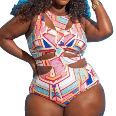 China QUICK DRY Plus Size One Piece Swimwear Cavity Front Bikinis Printed Big Size Brazilian Biquini for sale