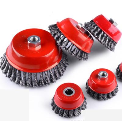 China Stainless Steel Wheel Steel Wire Cleaning Cup Sweep Abrasive Brass Metal Wire Steel Wire Brush Industrial Cup Brush for sale