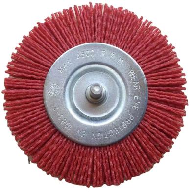 China 100mm Wire Brush Wheel Wood Adhesive Nylon Abrasive Brush Cleaning Polishing Tool For Grinder And Angle Grinders for sale