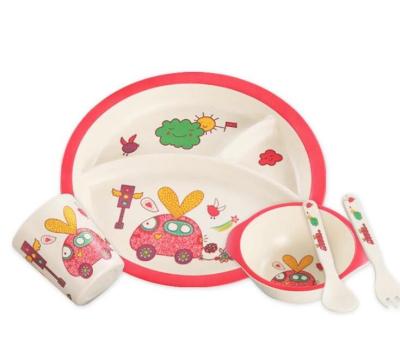 China Baby Kids Minimalist Melamine Fiber Dinnerware Set Bamboo Tableware Set for sale