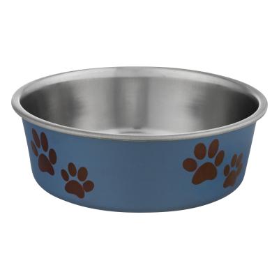 China Sustainable Water Feeder Pets Non-Slip Drop Shipping In Stock Stainless Steel Color Spray Paint Dog Bowl Pet Bowl for sale