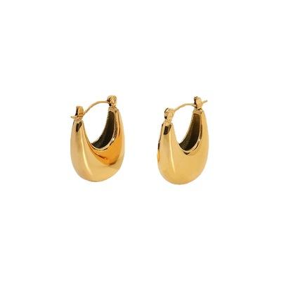 China CLASSIC 2021 Wholesale 18K Plated Chunky Unusual Huggie Women Hypoallergenic Gold Hoops Earrings for sale