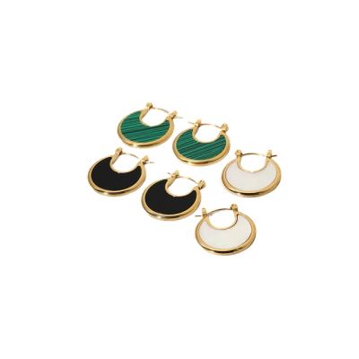 China Wholesale CLASSIC 2021 Fashion Ladies Malachite Shell Women Gold Plated Moon Stud Earrings Set for sale